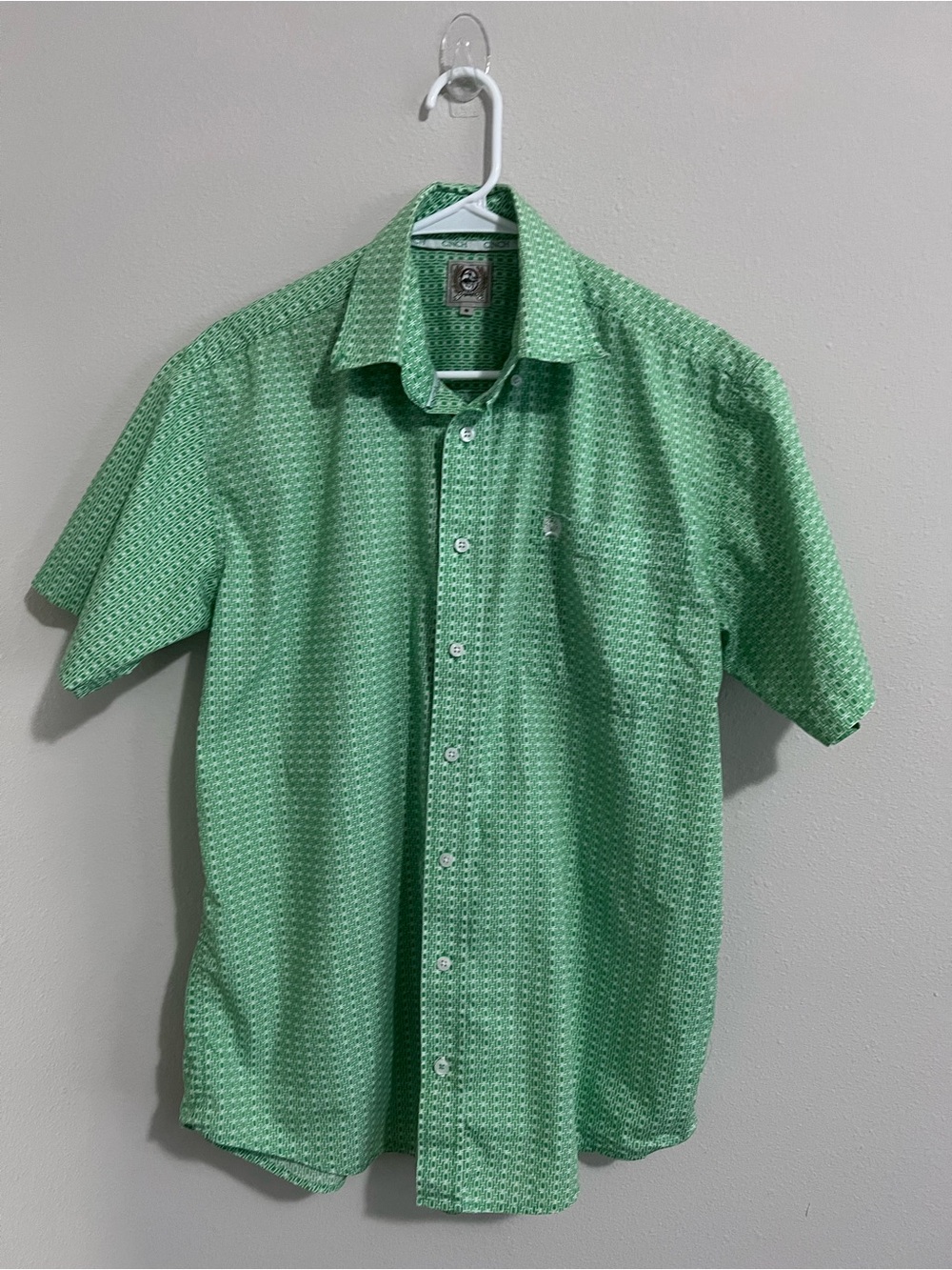 Cinch Men's Short-Sleeve Mint Green Printed Button-Down Shirt